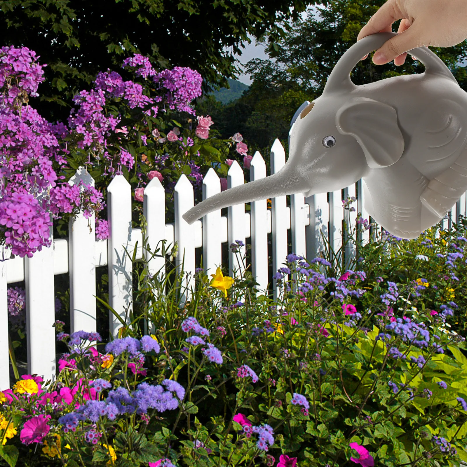 Classic Creative Plastic Watering Can for Indoor Outdoor Garden Use with Animal Pattern Easy Grip Handle Random Color