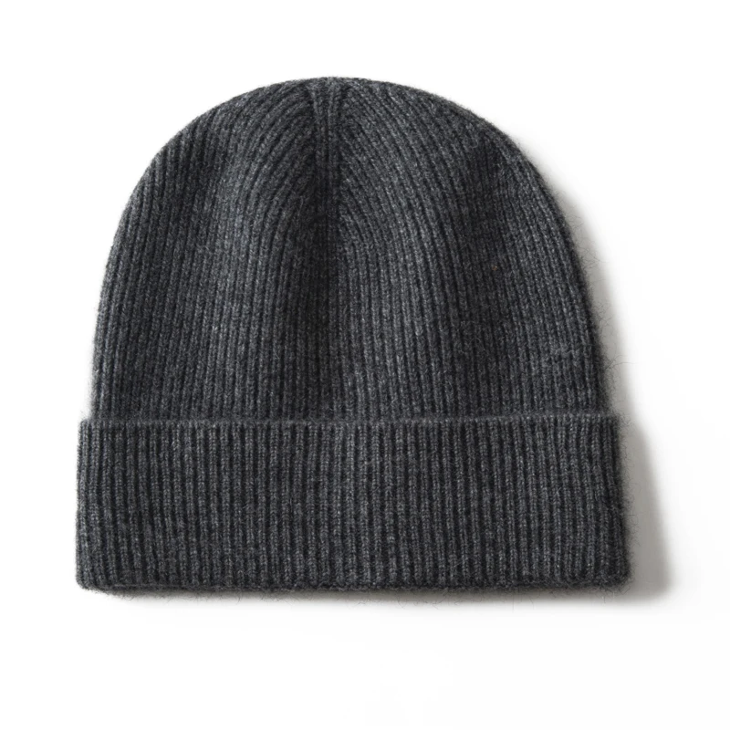 MERRILAMB Cappello in cashmere naturale per uomo Inverno Morbido caldo Outdoor Casual Berretto lavorato a maglia Cappello Autunno Berretti a costine in tinta unita