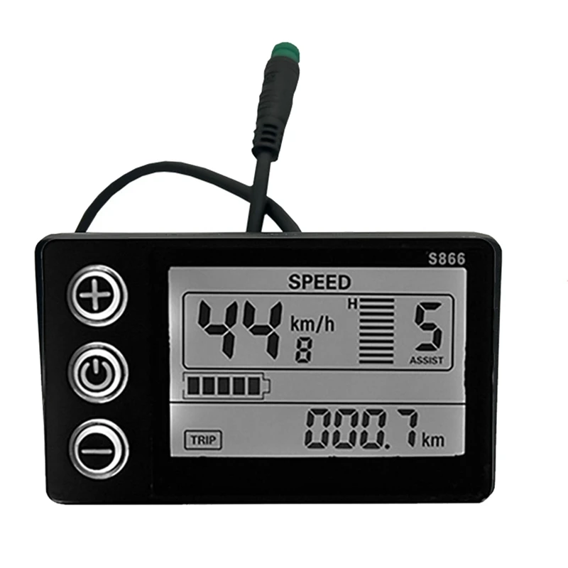 LCD-S866 Electric Bike LCD Display Meter 24V 36V 48V E-Bike Display Meter With Waterproof Plug Ebike Modification