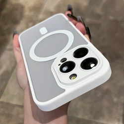 Matte Translucent Magnetic Frosted Case For iPhone 17 16 15 Pro Max 14 Plus 13 12 For Magsafe Wireless Charge Shockproof Cover