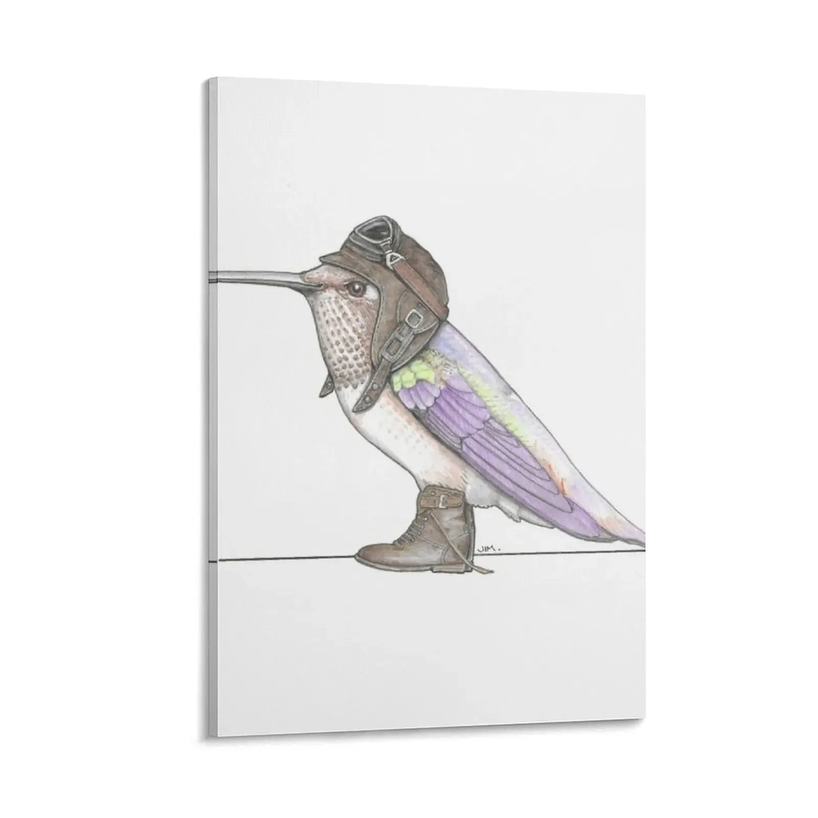 

Rufus Hummingbird in Vintage Flight Boots Canvas Painting posters for wall Paintings Wall decoration poster