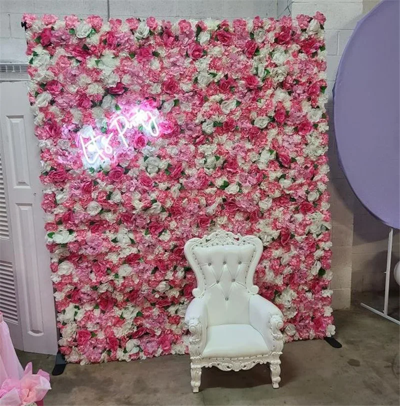 Panel de pared de flores artificiales de 40x60cm, telón de fondo 3D, flores rosas de seda para decoración de boda, decoración del hogar, fondos para Baby Shower