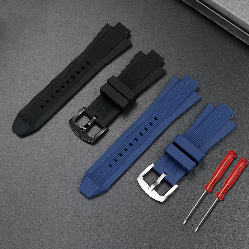 

For MK Series MK8184 MK8152 MK9020 MK8730 MK8761 8295 8296 8445 Rubber Watchband Convex Silicone 29*13mm Mens Strap Black Blue