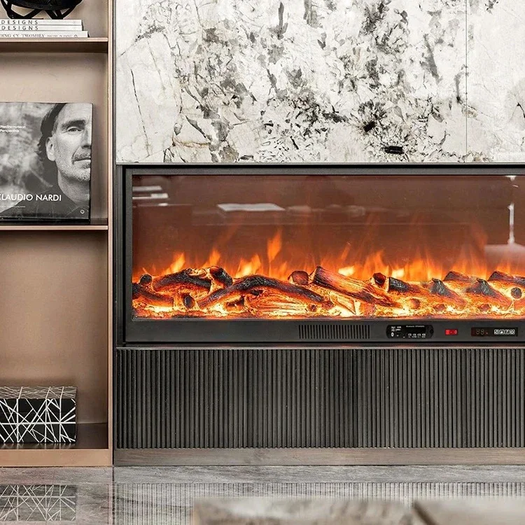 Electric Fireplace Wall Mount Electric Stones LED Linear Flame Modern Logs Electric with Remote Control 1200MM/47inch for Room