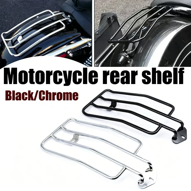 

Chrome /Black Steel Rear Fender Solo Seat Luggage Rack Support Shelf For Harley Sportster Iron XL883 XL1200 X48 Custom Roadster
