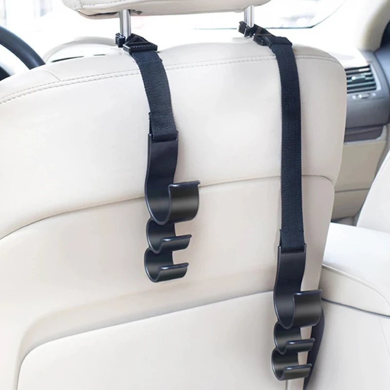 2Pcs Universal Car Back Seat Hooks Multi-function Rear Seat Headrest Hanging Hook Umbrella Holder Seat Back Auto Storage Hook