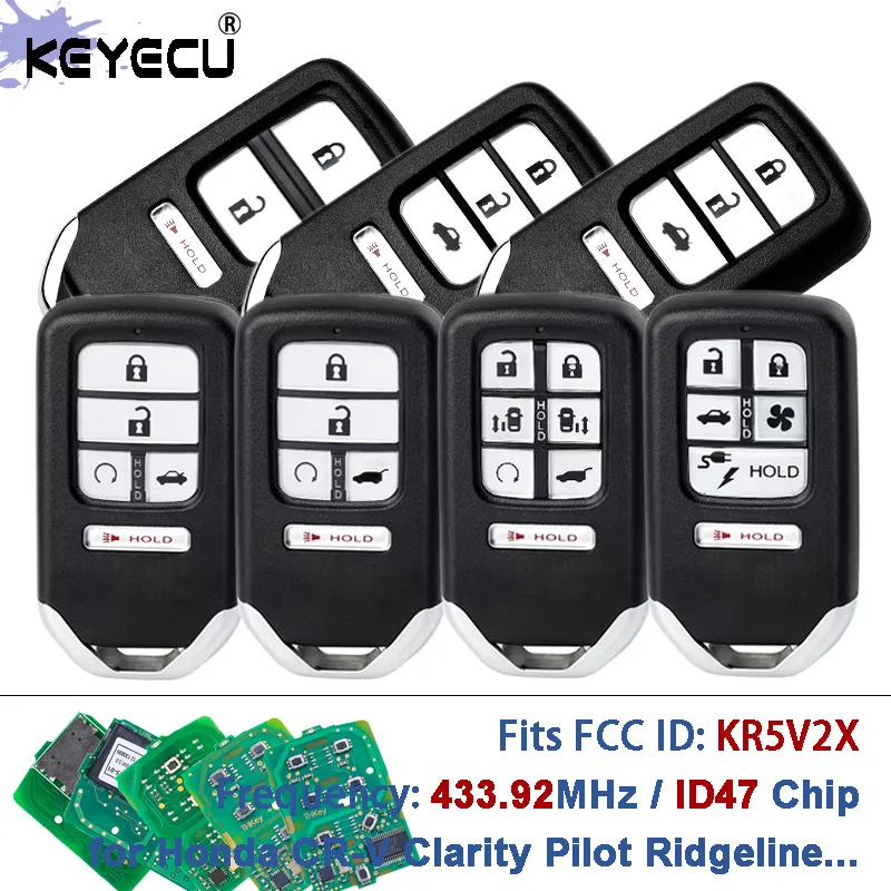 

Беспроводной ключ-брелок KEYECU 433 МГц с чипом ID47, FCC ID: KR5V2X, 5 кнопок, для Honda CR-V, Clarity, Pilot, Ridgeline, Civic 2016-2022