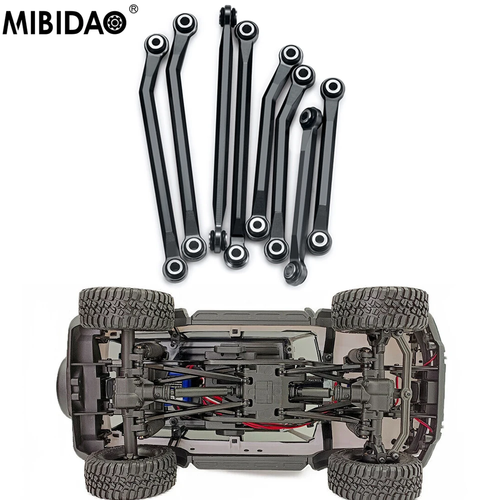 

MIBIDAO 8Pcs Metal Heightened Linkage Link Rod For 1/18 TRX-4M Bronco Defender RC Crawler Car Parts