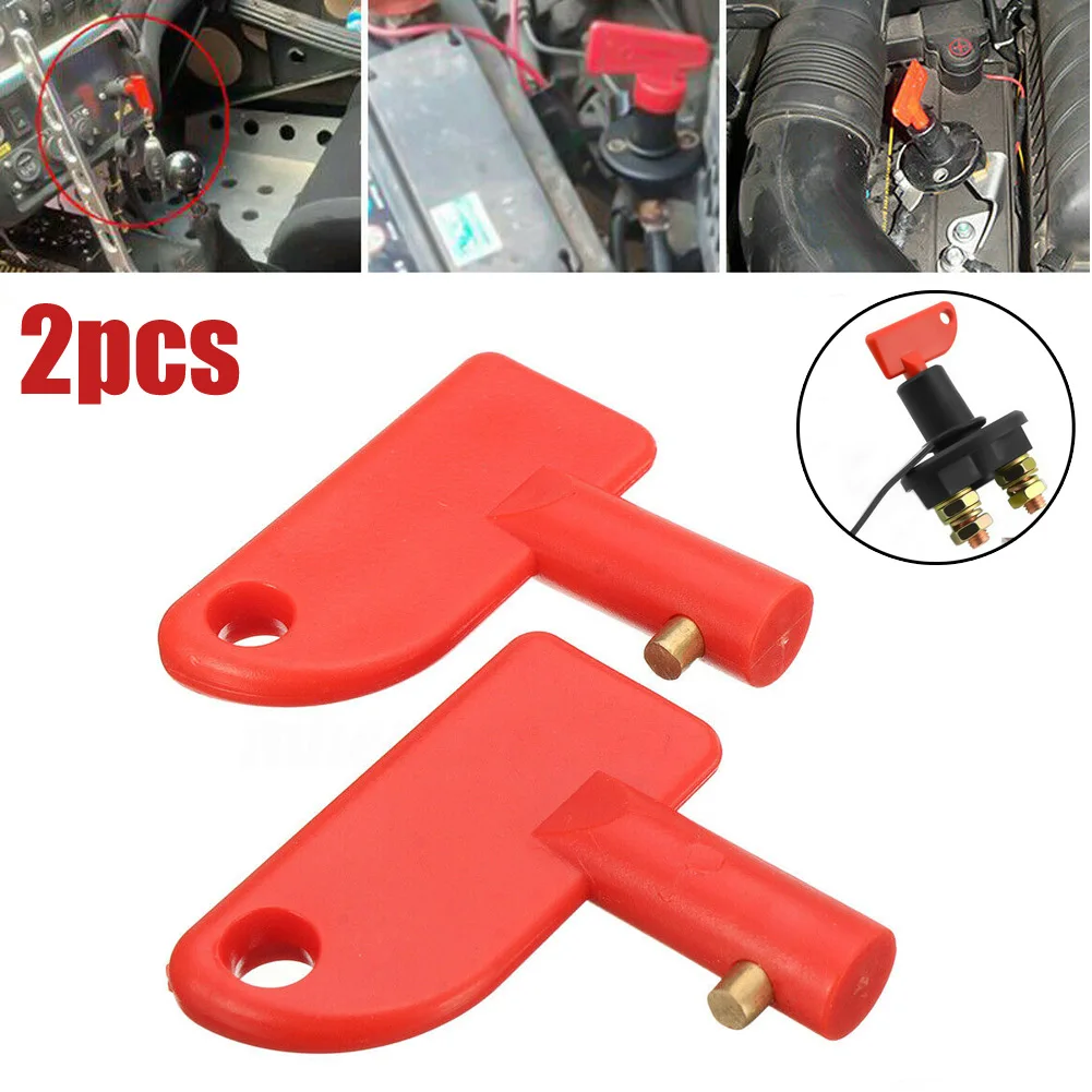 2 Pack Red ABS Plastic Isolator Switch Keys For Car Truck Boat Marine Battery-Power Kill Off Switch Spare Replacement 47mm