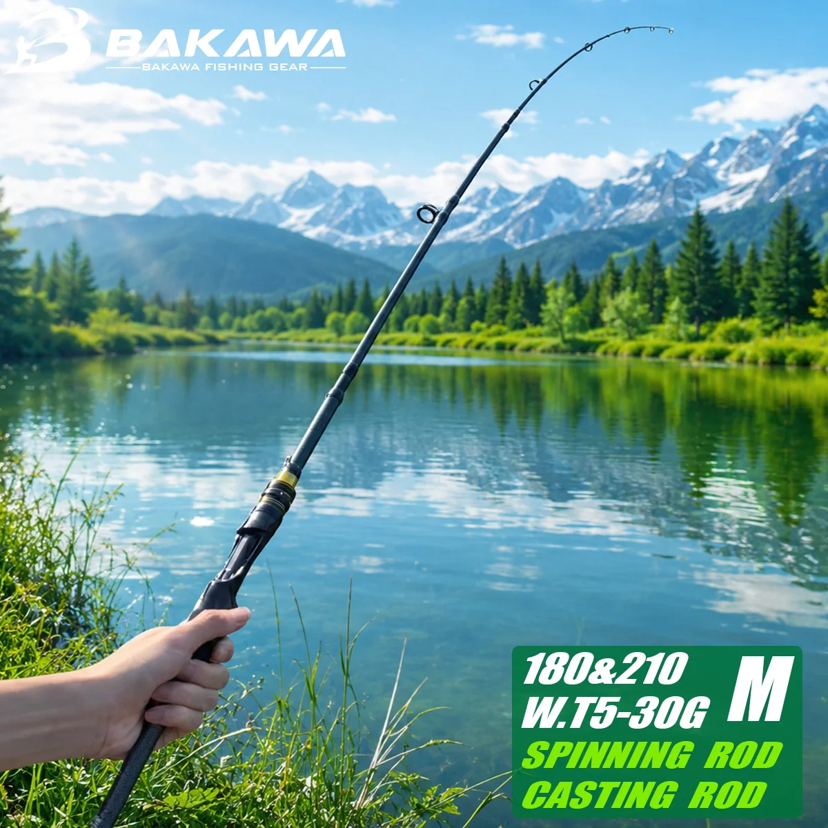 BAKAWA 4-teilige tragbare Angelrute 1,8 m 2,1 m Spinn- und Wurfangelrute Ultraleichte FRP-Kohlefaser-Reiseköderrute für Süßwasser – Detail 1