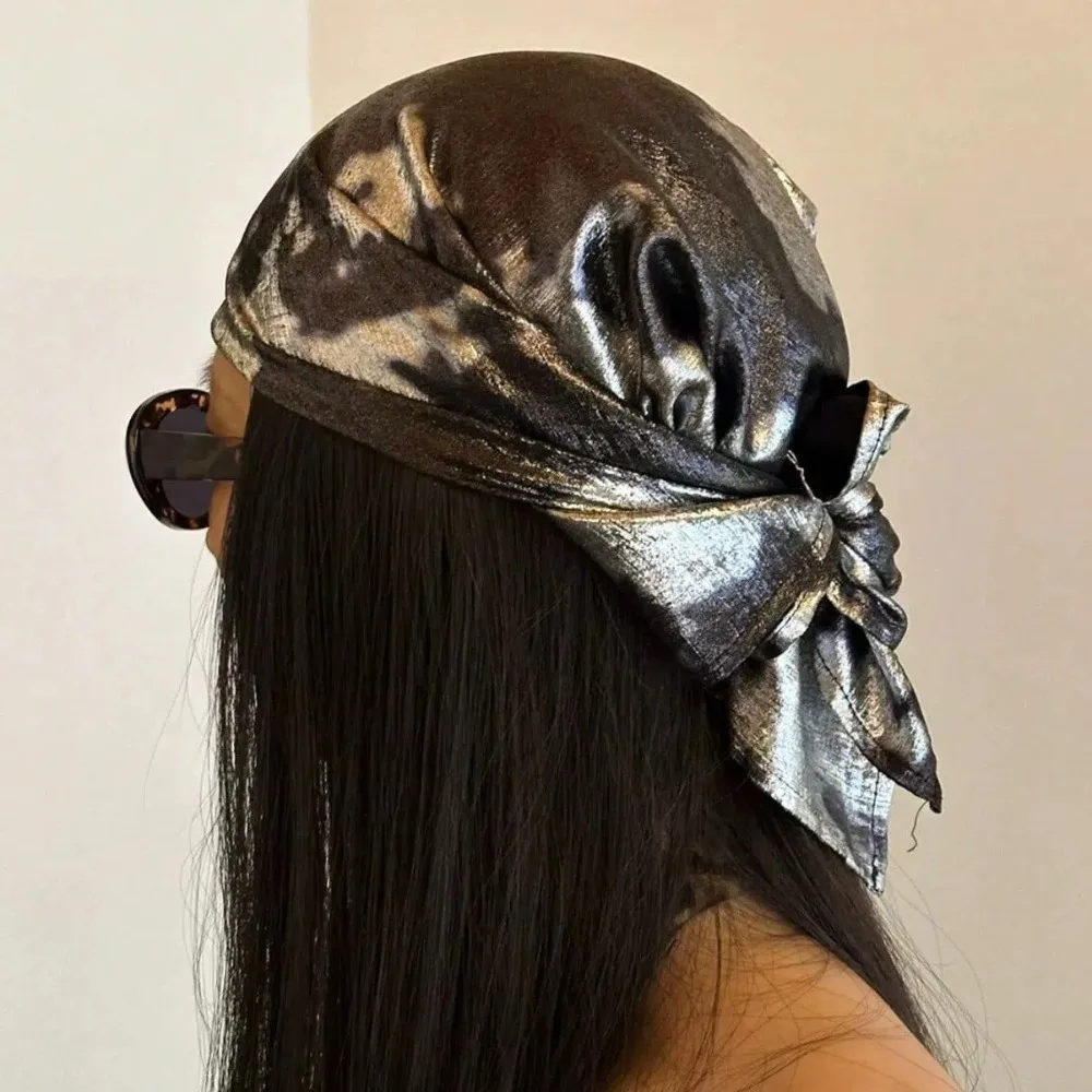 

Fashion Y2K Liquid Silver Hair Scarf Hip Hop Soft Wrap Laser Color Hair Band Slender Scarf Headband Punk Bandana Streetwear