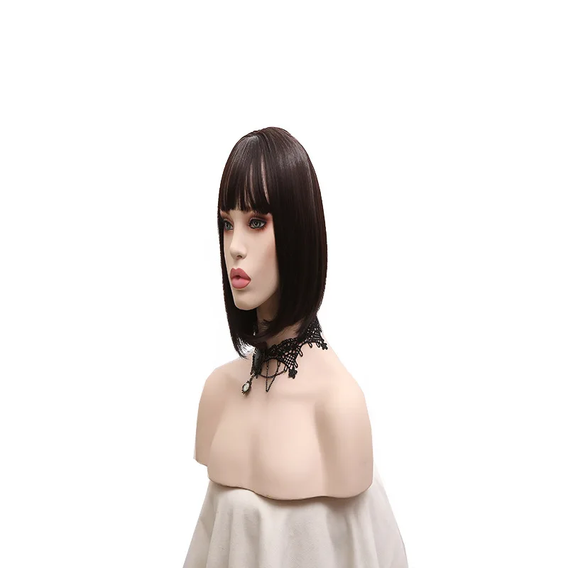 Short hair, flat bangs, black, hot selling fashion, European and American wigs, popular wigs