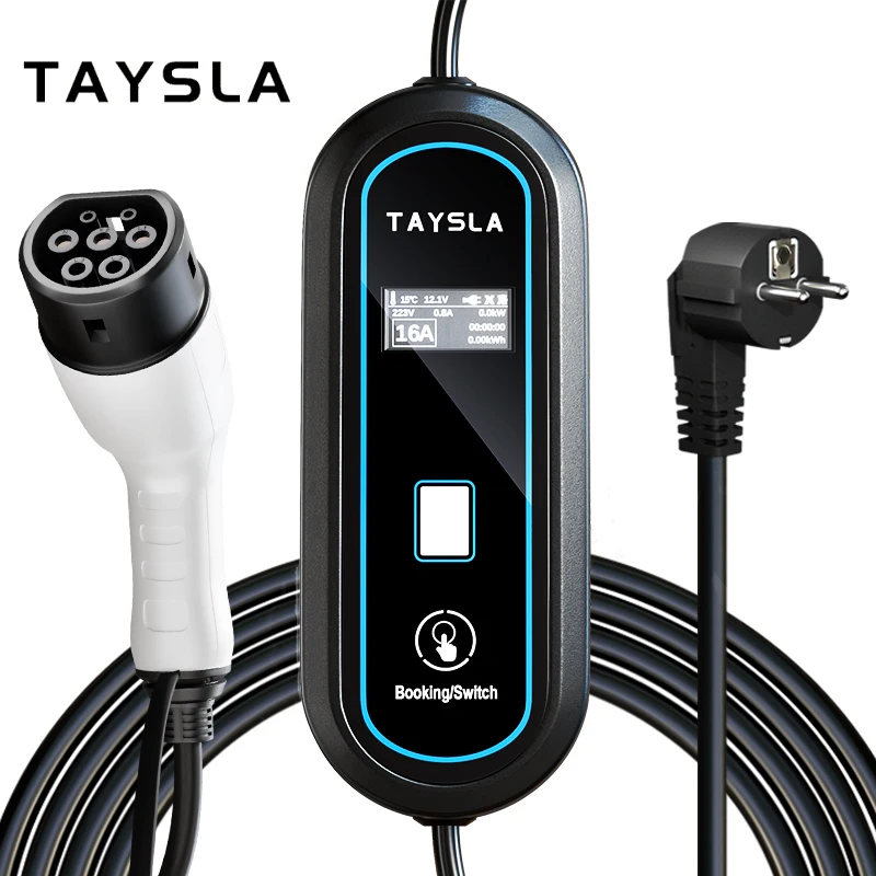 

TAYSLA 3.5KW 7KW Portable EV Charger, Type 2 & Type 1 J1772 Electric Car Charger Compatible with ID.4, Nissan Leaf, Kona, BYD