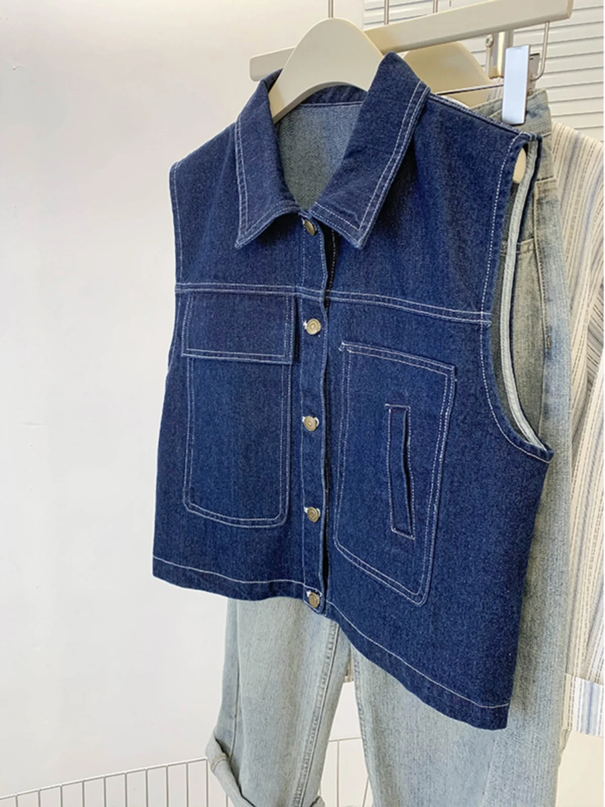 الرجعية هونغ كونغ Sle Faionable الدنيم سترة المرأة الخريف الشتاء جديد Sle طوق Svel ملابس خارجية طوق