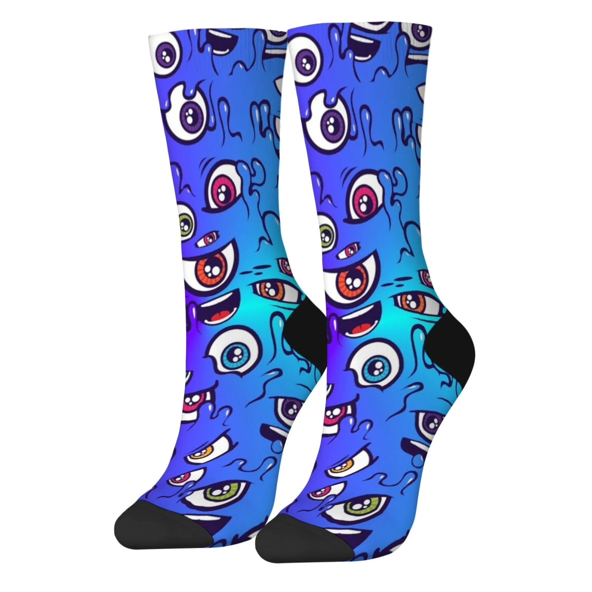 Weird and funny eye print men's socks comfortable breathable non-slip socks novel Harajuku retro street fashion hip-hop socks