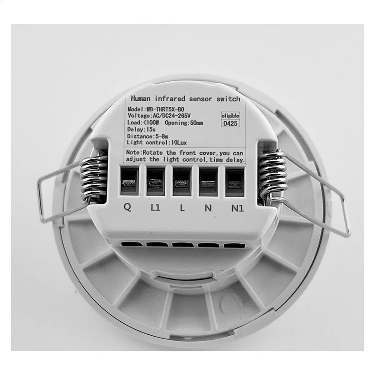 A49T New 24-265V Recessed Sensor Smart PIR Infrared Body Motion Detector Light for Stair Corridor Car Park Light