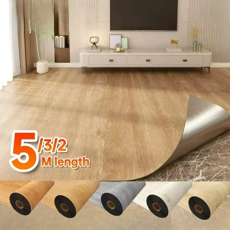 Self Adhesive Wall Papers Imitation Wood Grain Floor Sticker Wallpapers 3/4/5M Thickened Waterproof for Living Room Home Decor