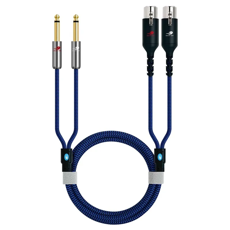Kabel Audio 2 XLR Female ke Dual 1/4'' TS Mono 6.35mm Male untuk Amplifier Mixer Konsol Home Theater Perangkat Hifi Kabel Berpelindung