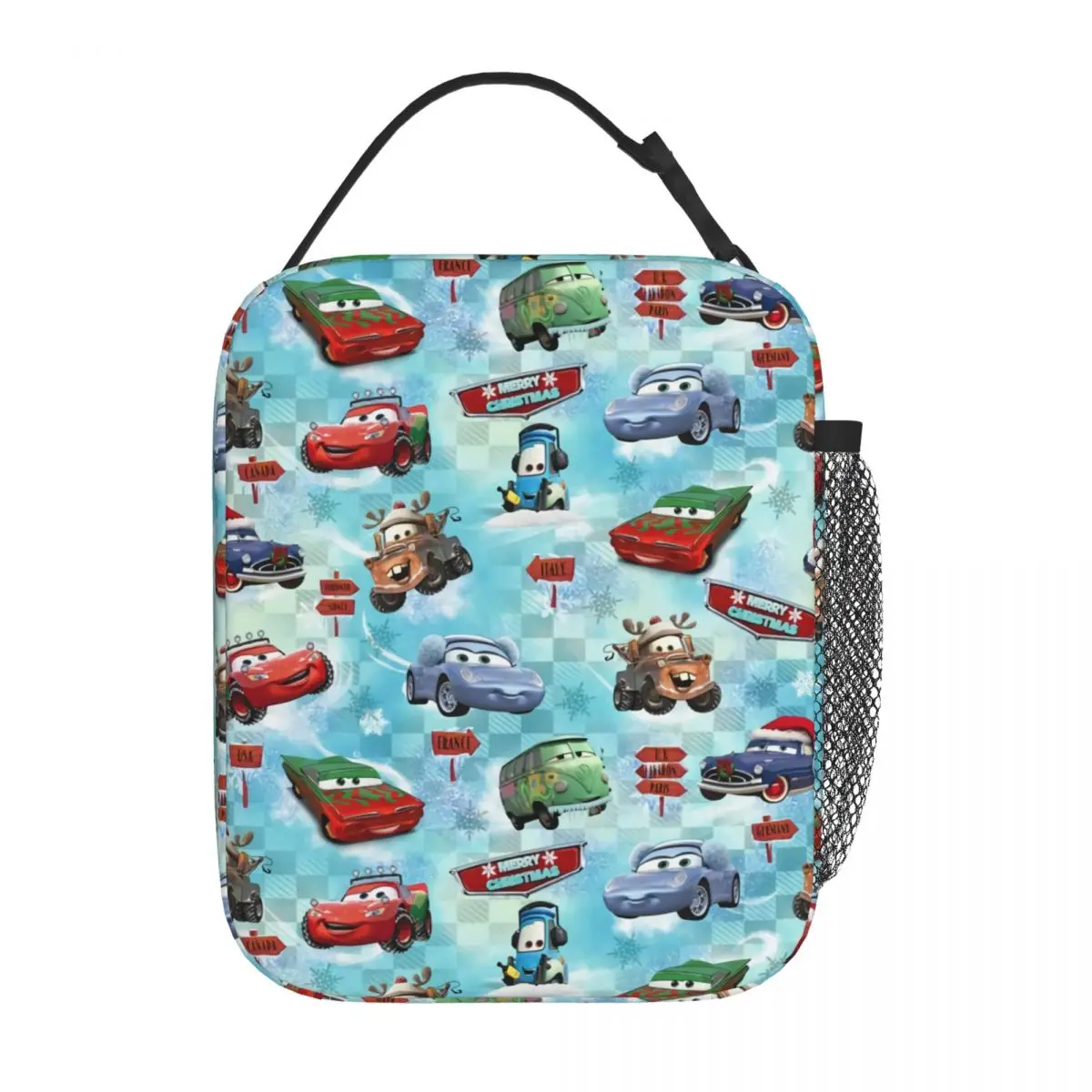 Custom Lightning McQueen Car Anime Lunch Bag Women Cooler isolamento termico Bento Box Kids School Children Tote Bags portatili