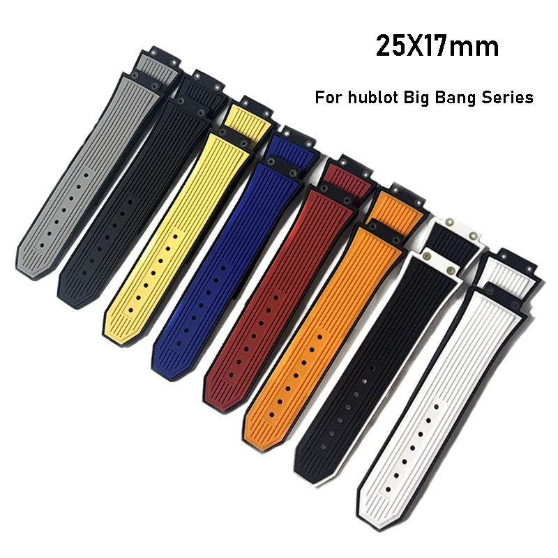 Replace Silicone bands for HUBLOT BIG BANG Silicone 25*17mm Waterproof Watch Strap Watch Accessories Rubber Bracelet wristband