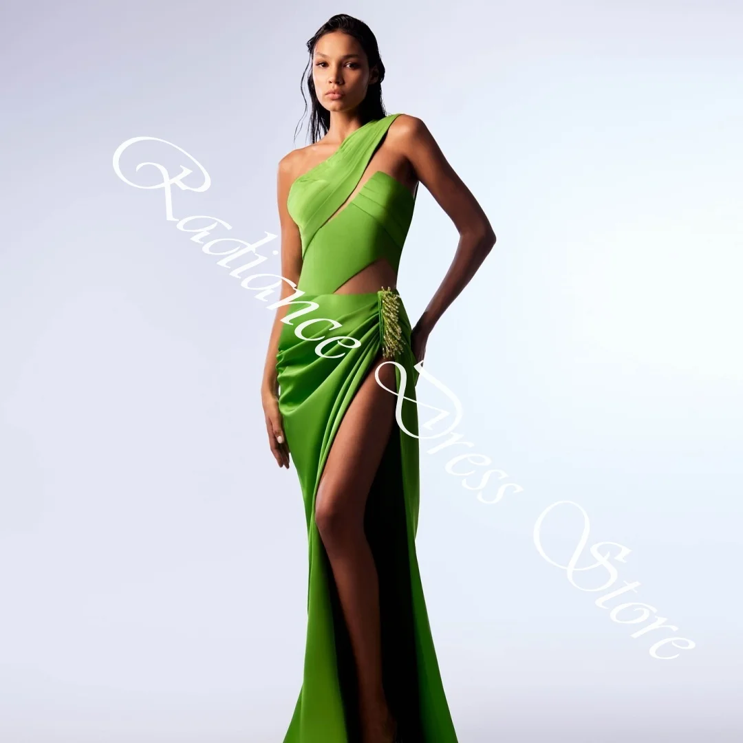 تخصيص أزياء الساتان مستقيم واحد الكتف شرابة فساتين السهرة أكمام لوحة قطار سستة الظهر العودة للوطن الدكتور #6