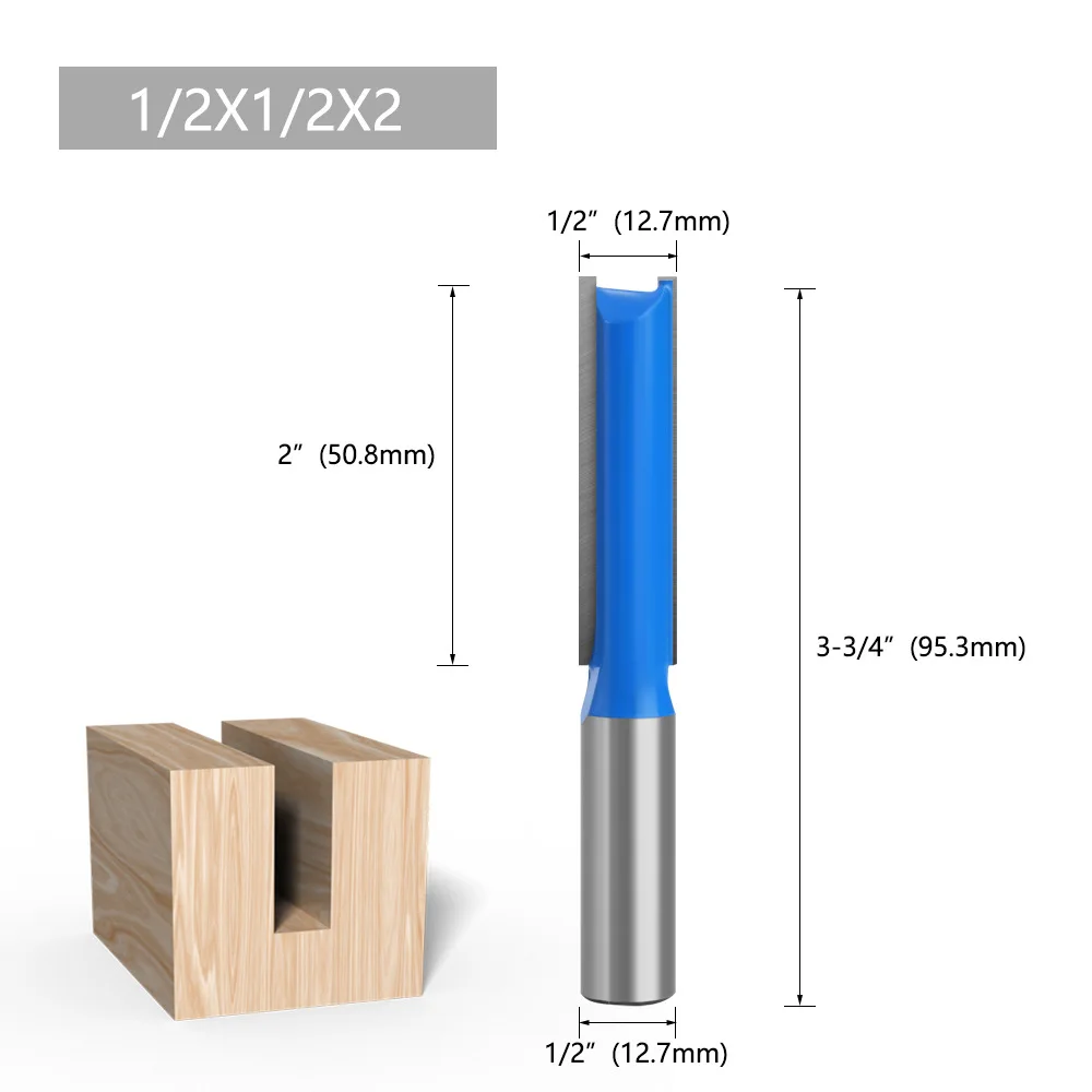 1PC 1/2" 12.7MM Shank Milling Cutter Wood Carving Blade Straight Knife Router Bit Carbide Woodworking End Mill Carving Trimming