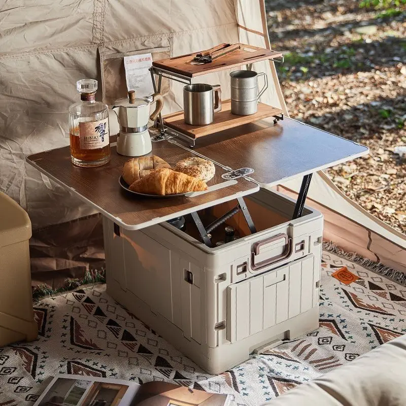 Camping Storage Box, Car Trunk Storage Large Capacity Oversized Table Integrated Multifunctional Foldable Hiking Camping Tables