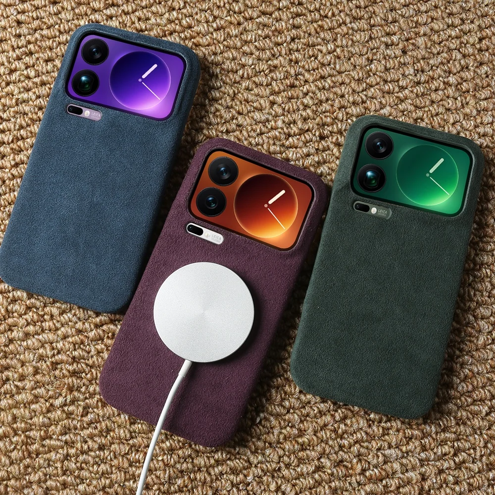 Étui en fourrure ALCANTARA pour Magsafe, pour Xiaomi 17T Pro 15 Ultra 17 Pro Max 15T 15S 14T 13 13T 12x 12s, coques de téléphone magnétiques, coque arrière