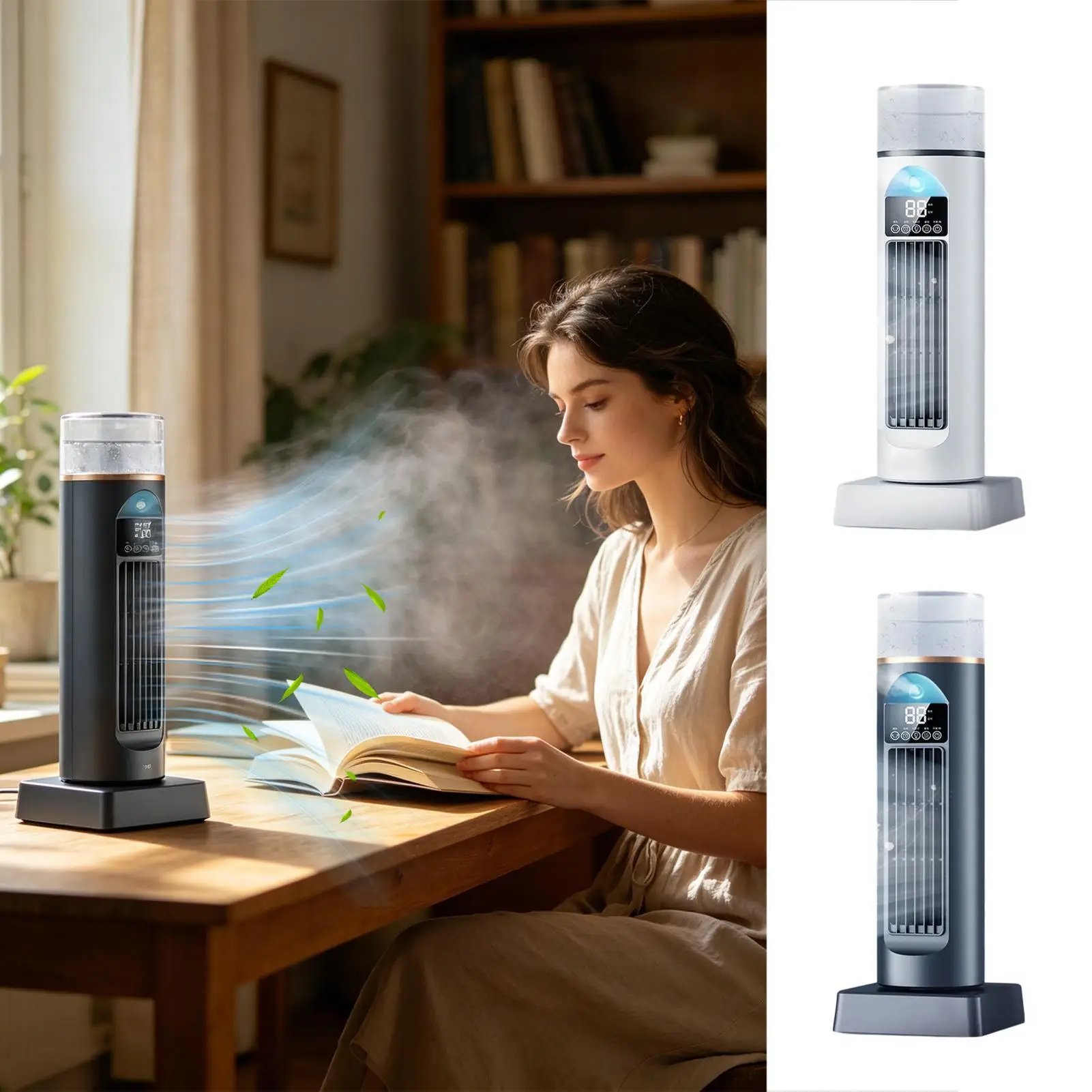 Bladeless Tower Fan 6-Speed Remote Control With Timer Quiet Tall Tower Fan Personal Air Conditioner For Home Bedroom Living Room