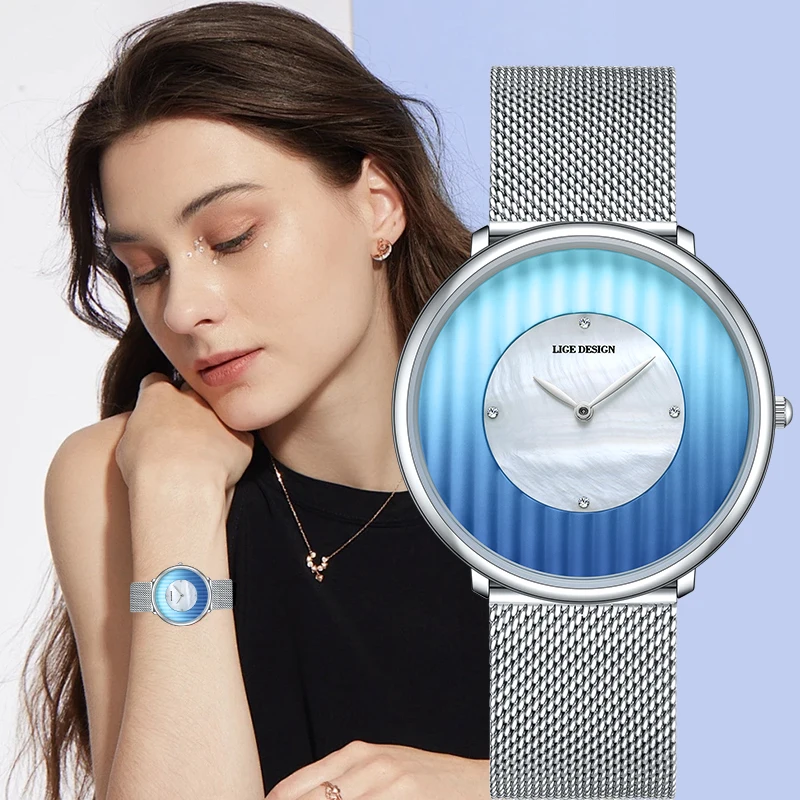 LUIK Elegante Mode Quartz Vrouw Horloge Luxe Horloge Mesh Band Waterdichte Dames Jurk Vrouwelijke Horloges voor Vrouwen Klokken Nieuw