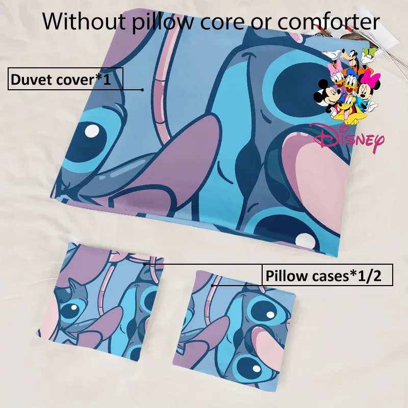 2/3 قطعة مجموعة غطاء لحاف ديزني ستيتش آند أنجل لاف بدون حشو نعومة تشبه السحابة مناسبة لغرف النوم العائلية وغرف الضيوف