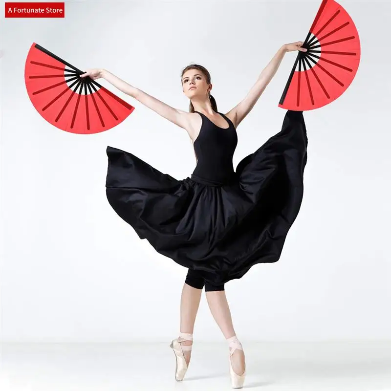 

8 Pieces Large Folding Fan Nylon Cloth Handheld Folding Fan Chinese Kung Fu Tai Chi Fan Decoration Fold Hand Fan (Red)-A78G
