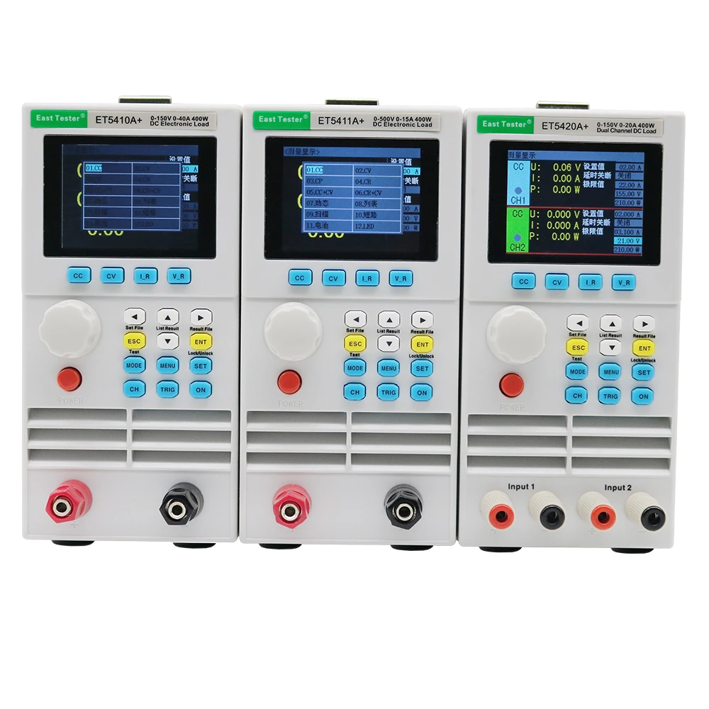 Imagem -02 - Tester Carga Eletrônica Et5420a Mais Et5410a Mais Fonte de Alimentação Usb Programável 500v40a 400w Carga Digital cc c v cr cp Capacidade Tester dc
