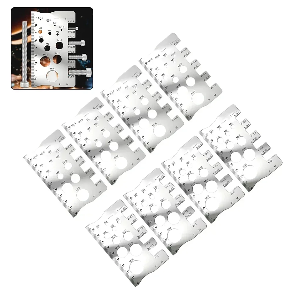 

4pcs 304 Screw Measuring Ruler Pitch Measurement Diameter Pitch Gauge Bolt Nut Thread Gauge Tester For Screw Measuring Tool