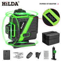 HILDA 12/16 Lines Laser Level 3D/4D Level Self-Leveling 360 Horizontal And Vertical Cross Super Powerful Green Beam Laser Level