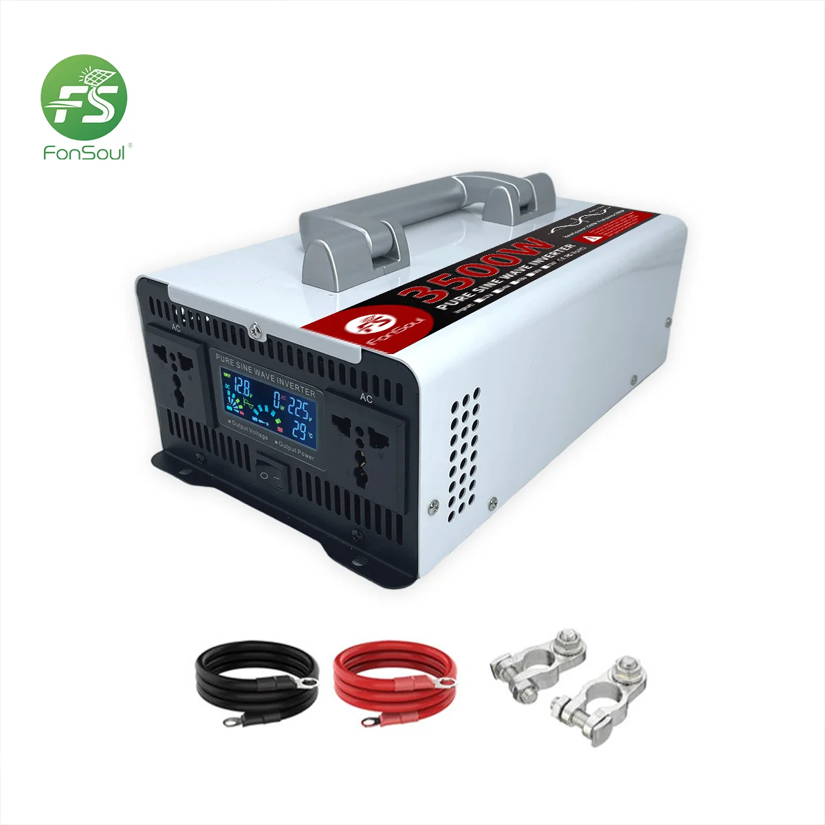 Fonsoul 3500W Pure Sine Wave Solar Inverter with 2 Universal Outlet for Automobile RV Home Appliance Portable Cash 110V 220V