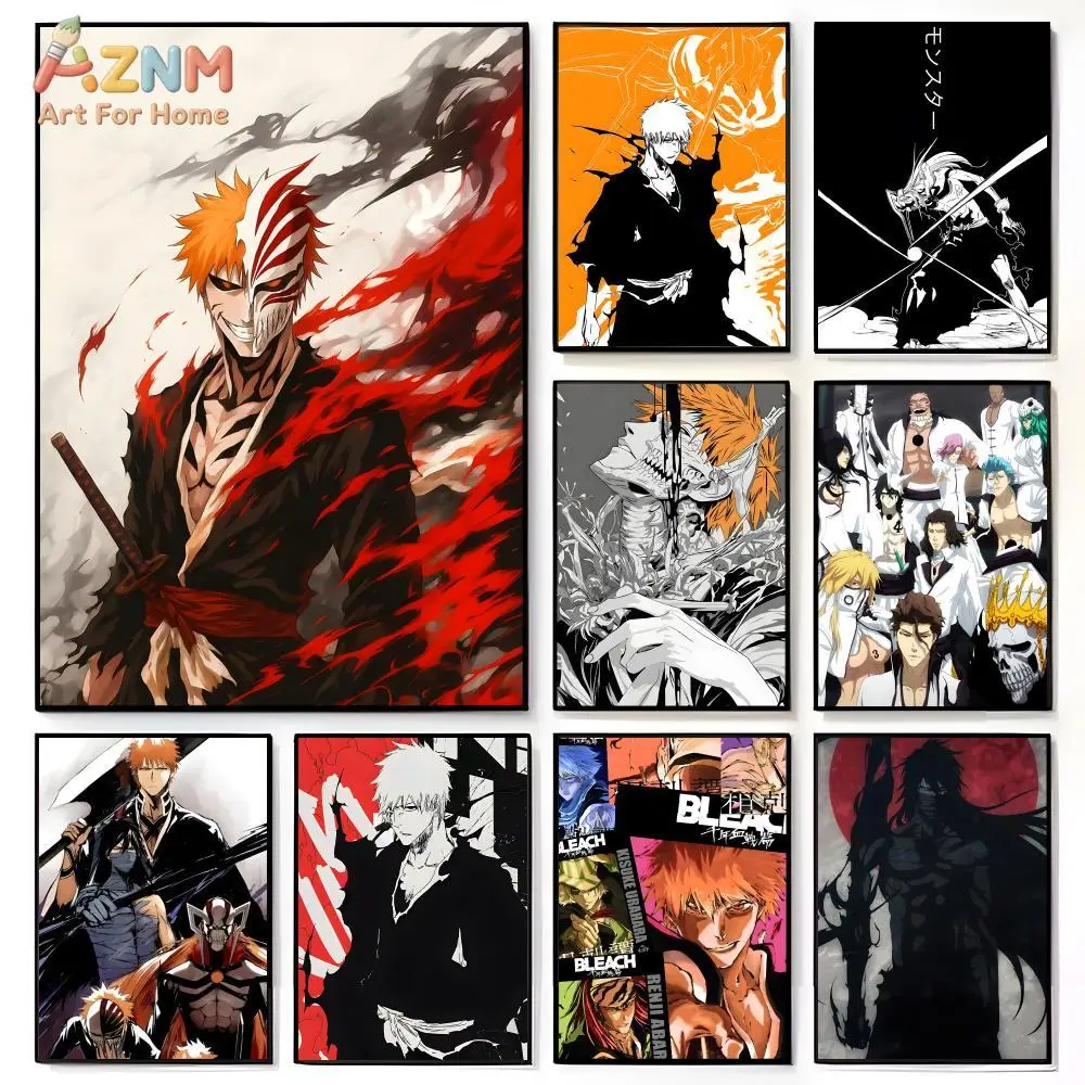 AZNM Bleach Anime Canvas Wall Print Unframed Painting Kurosaki Ichigo Hollow Character Poster Teen Boys Room Manga Decor Art Gif