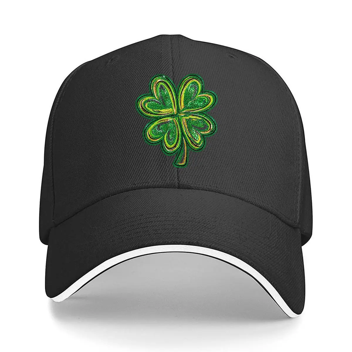 Saint Patricks Day Green Glitter Shamrock Clover Design Hip Hop hat Fashion Outdoor Sports Sandwich Baseball Cap