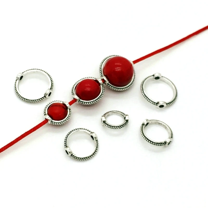 30Pieces Ring Bail Beads Charm Hanger Spacer Beads Connector Pendant for Jewelry Making Spacer Bead Caps DIY Crafts