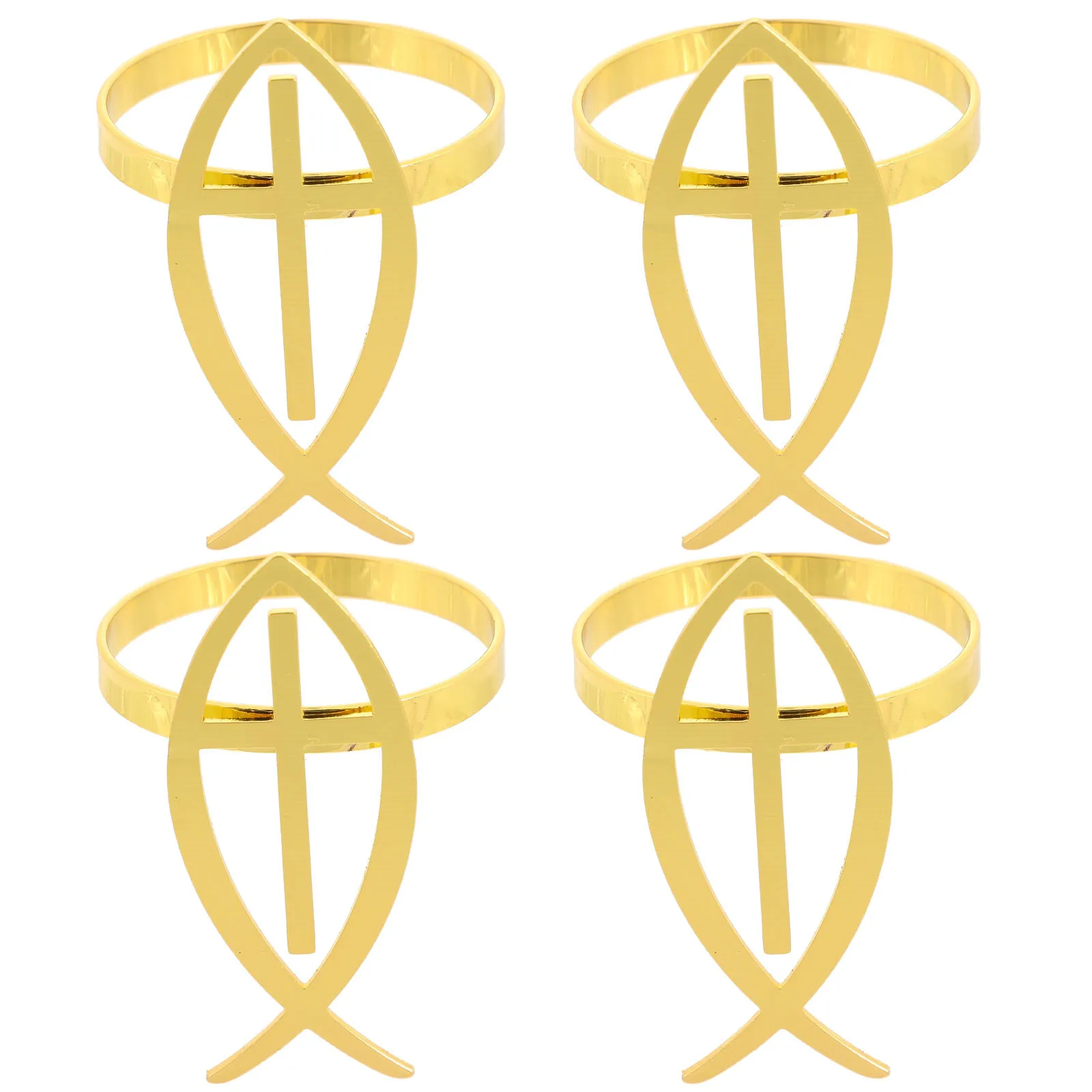 

4Pcs Cross Napkin Rings Religious Decorative Dining Table Napkin Holders for Baptism Holy Communion Wedding Hotel Party