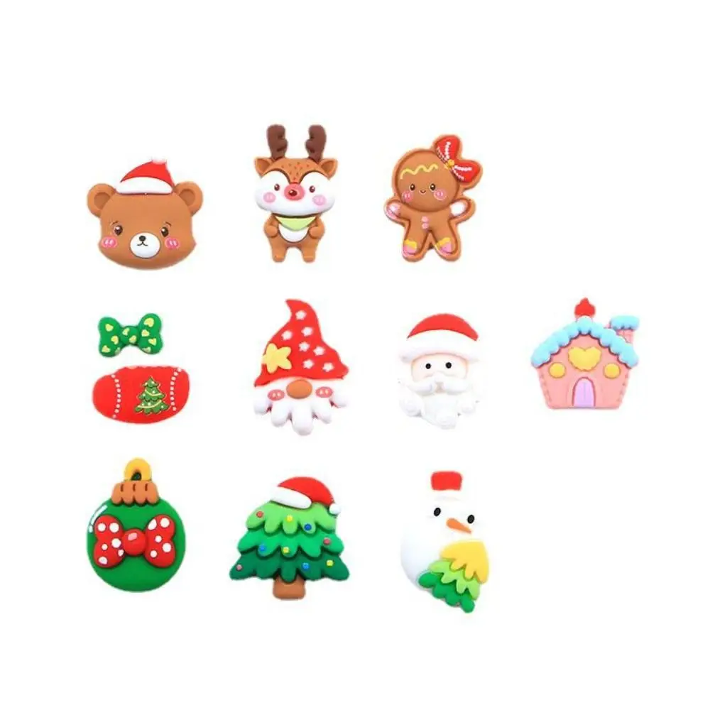 20Pcs New Cute Mini Christmas Collection Resin Figurine Crafts Flatback Cabochon Ornament Jewelry Making Hairwear accessori