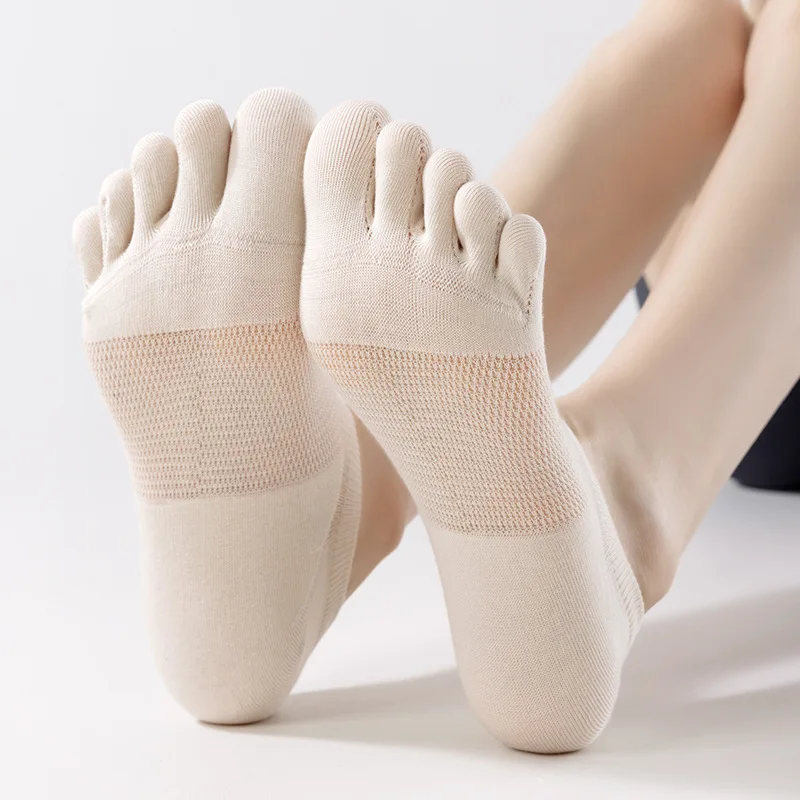Women's Five-Toe Socks - Summer Pure Cotton Thin Non-Slip Heel Low-Cut Invisible Mesh Boat Socks-INS Style