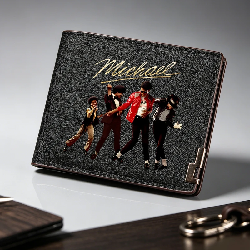 Musician Michael Jackson Hip Hop Wallet for Men Anime Cartoon Printed Fashion Money Bag Male Commute Portable Credit Card Holder