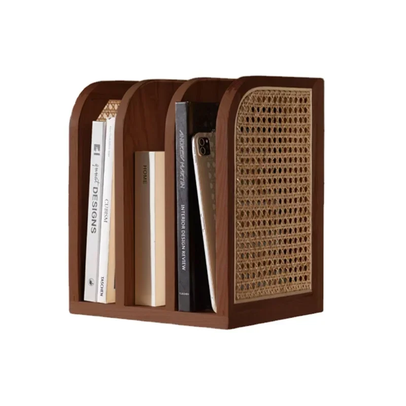 

Скандинавская современная полка для журналов, натуральная индонезийская книжная полка из ротанга, многосеточный дизайн, органайзер, полка для украшения учебы, стеллаж для хранения