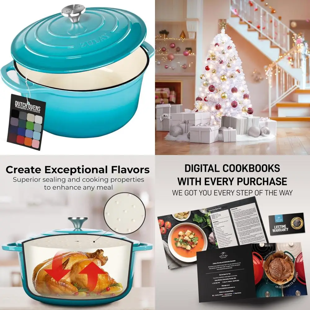 

Enameled Cast Iron Dutch Oven 6 Quart - Heavy Duty Cookware, Oven Safe to 500°F, Premium Durability, Ideal for Baking and Stewin