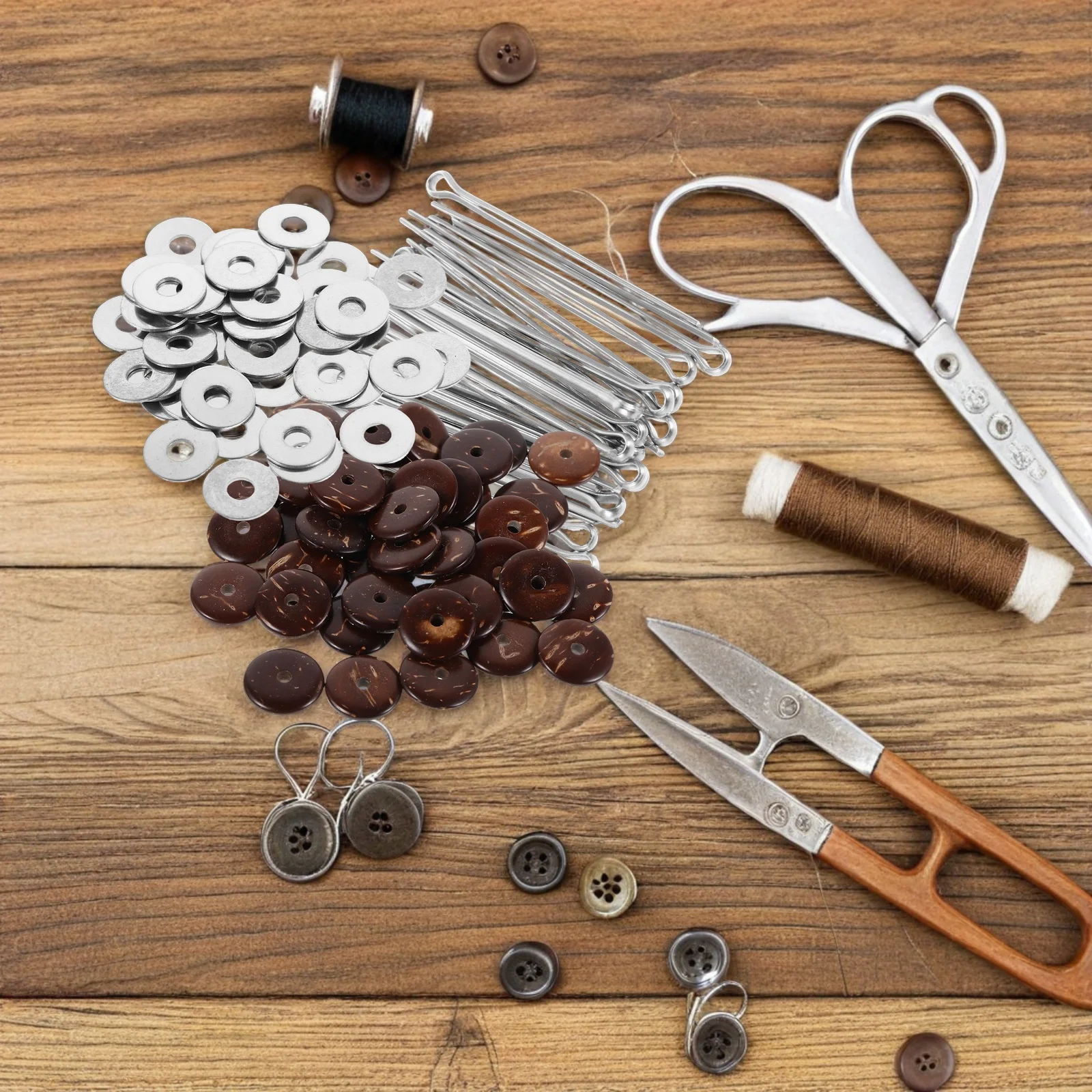 

Joint Accessories Durable Wooden Coconut Shell Rotatable Pins Secure Connection DIY Making Set Light Brown Bear