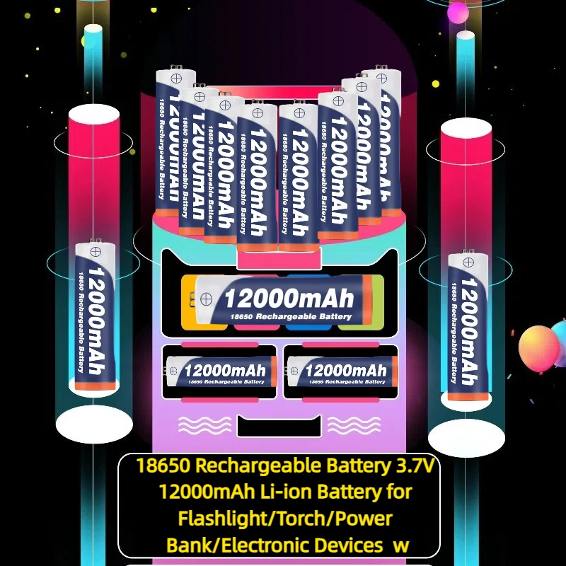 

New 18650 Rechargeable Battery 3.7V 18650 12000mAh Capacity Li-ion Rechargeable Battery For Flashlight Torch Battery