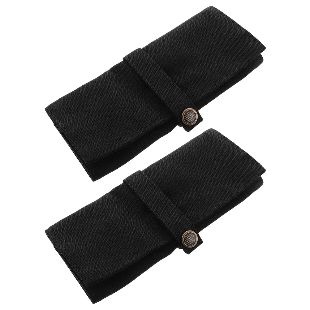 2Pcs Watch Organizer Roll Canvas Travel Durable Large Capacity Watch Band Storage Pouch Portable Carrying Case