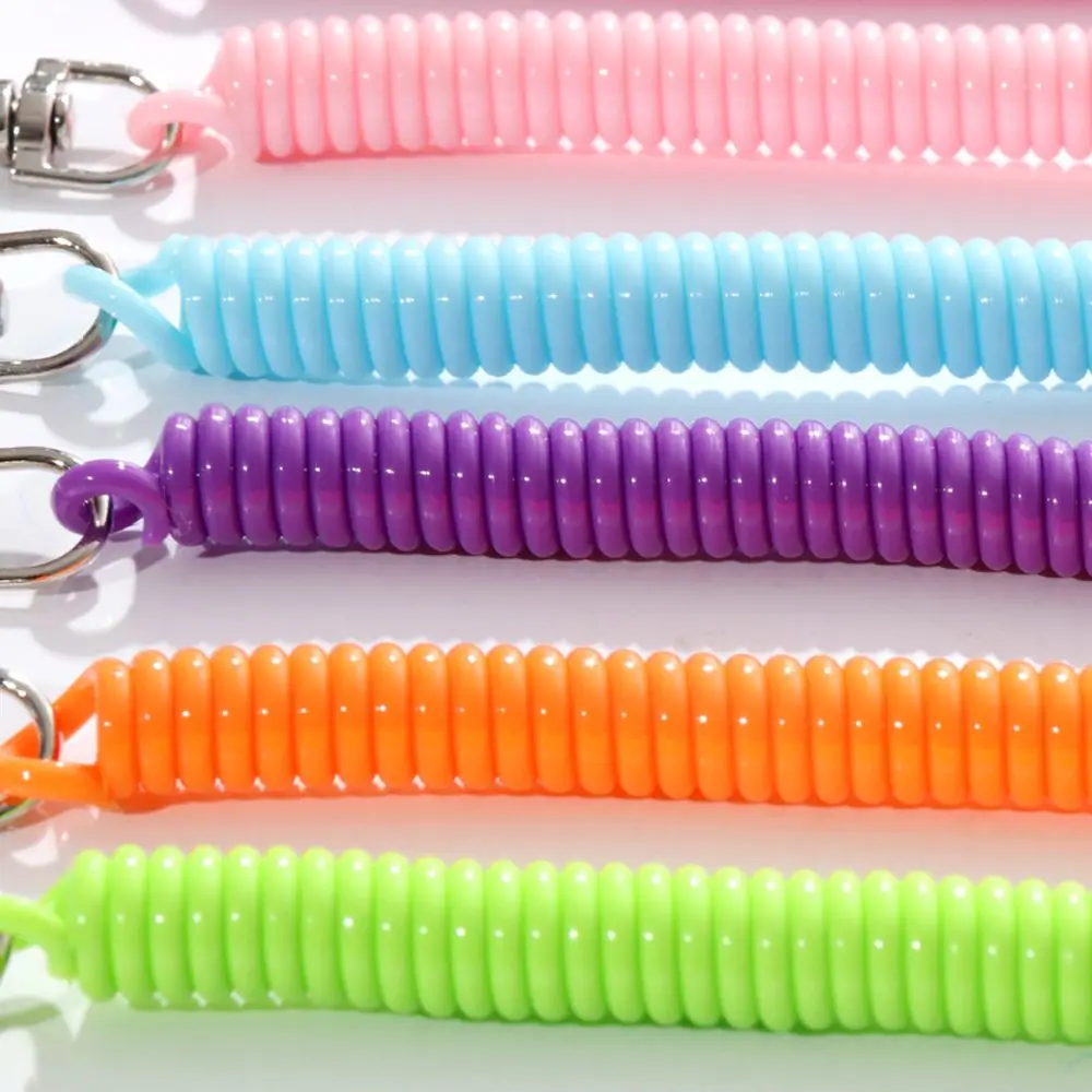 Stretch Wristband Anti-lost Elastic Spring Lanyard Wrist Coil Spring Rope Key Ring Key Cord Clasp Spiral Stretch Keychain