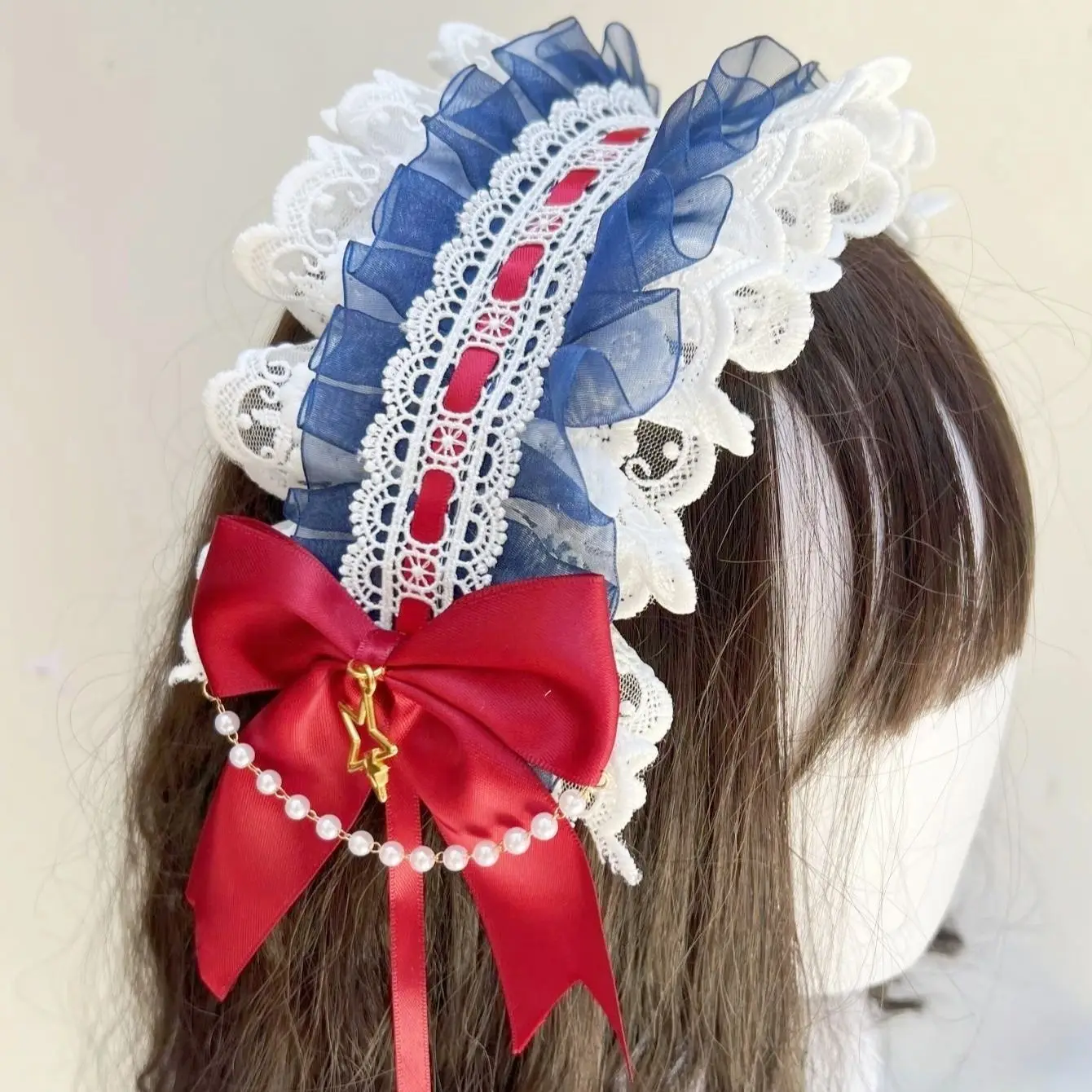 Ruffled Lace Gothic Lolita Headband Hair Hoop Maid Cosplay HeadweraRibbon Bowknot Hair Band Hair Accessories For Women Girls